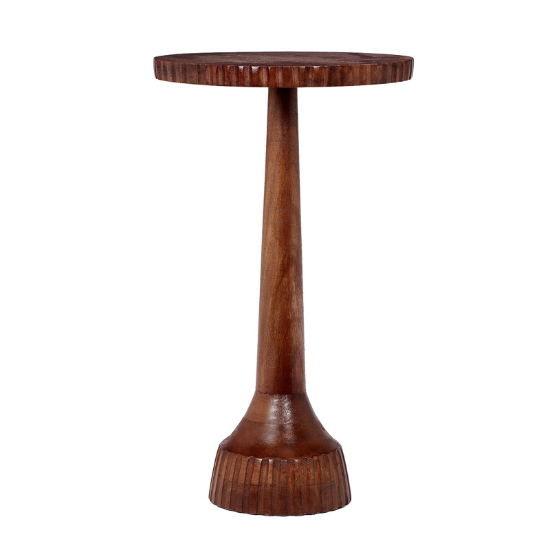 Table de bout ronde en bois de manguier, miel