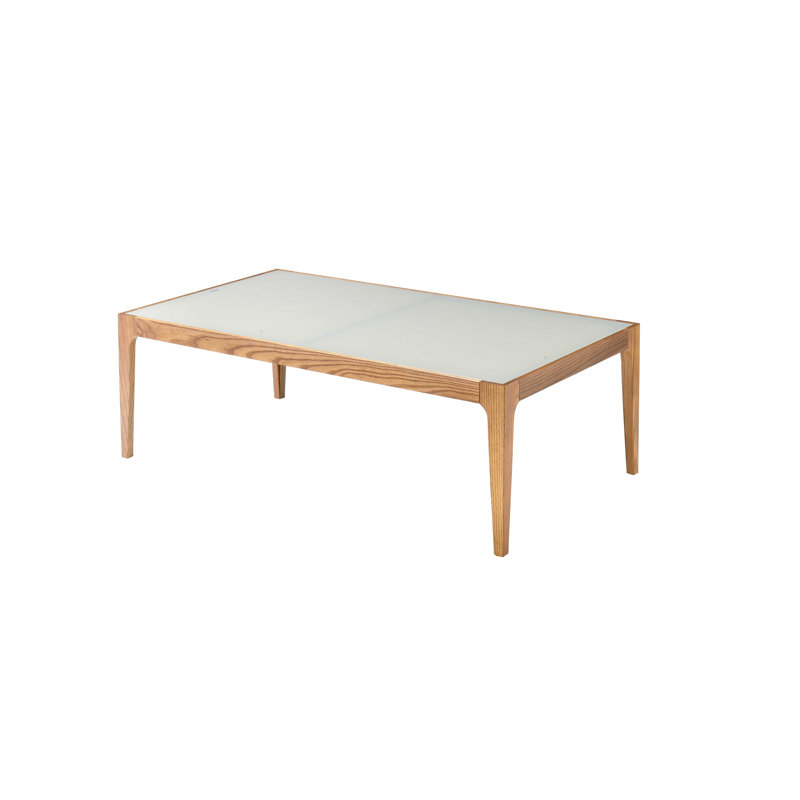 Table basse en verre givré avec finition en bois naturel | Idée de cadeau