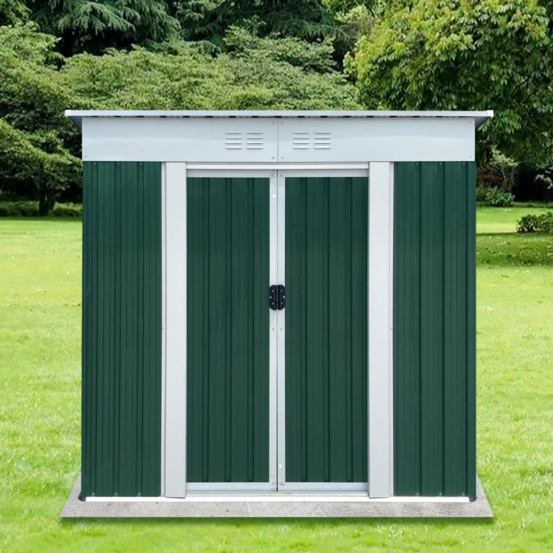 Remise de rangement d'extérieur de 6 pi x 4 pi Pent - fabriquée en acier galvanisé et en alliage d'aluminium, la corrosion offre un espace adéquat et une protection pour les accessoires, les outils et les vélos.