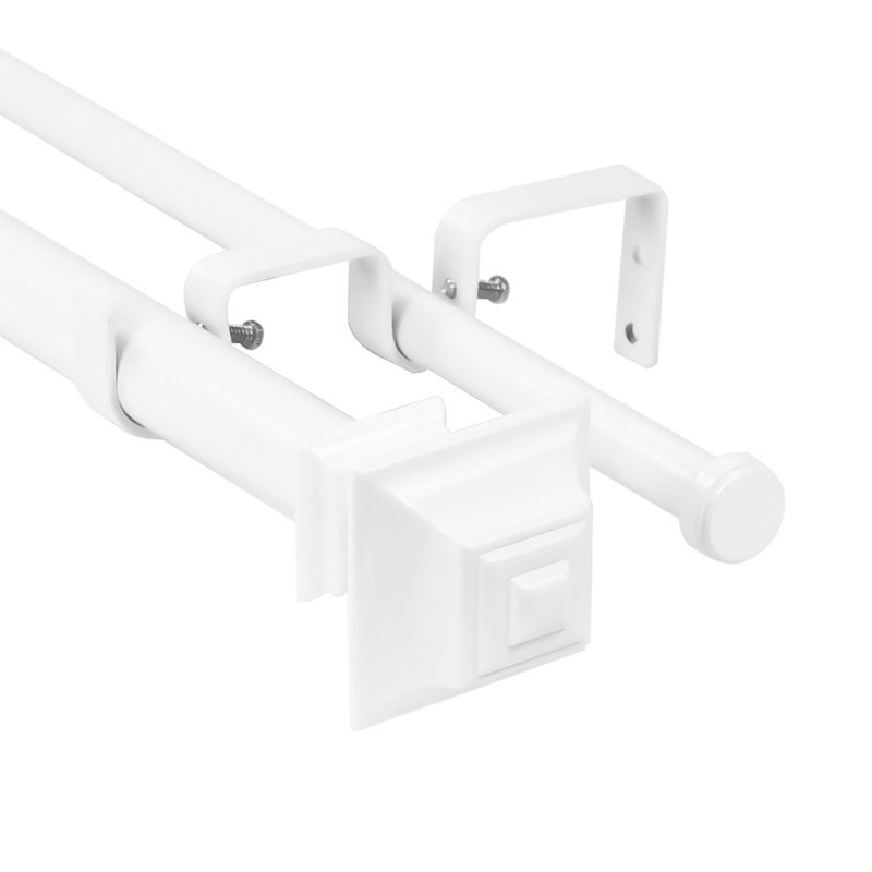 Tringle à rideaux double Bragdon, Blanc, H 1 po x l 84 po x P 1 po