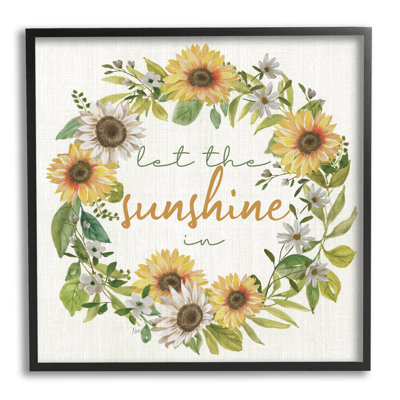 Let The Sunshine In Sunflower Wreath, estampe numérique par Nan