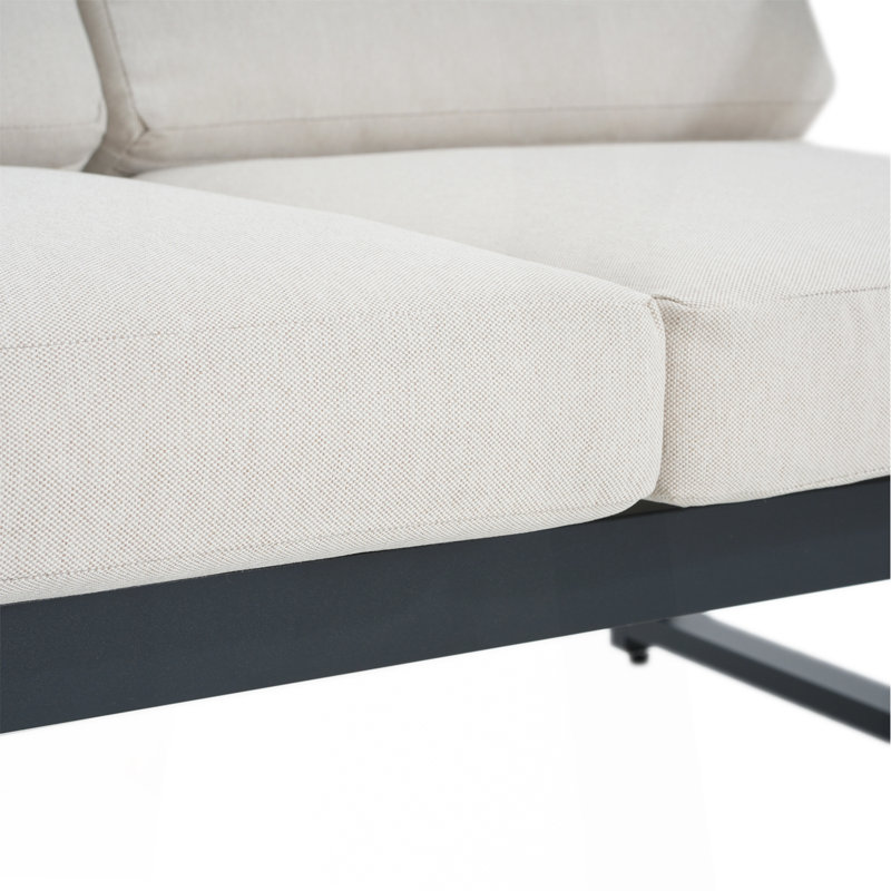 Ensemble de conversation 4 pièces, finition noire avec coussin beige