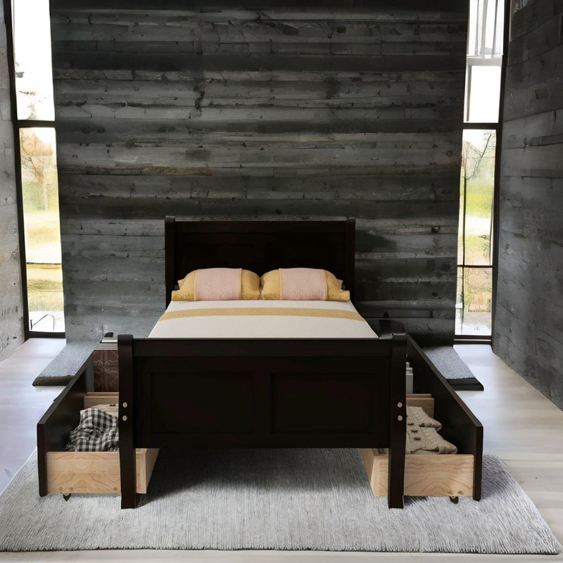 Lit plateforme sans matelas, Simple, Noir