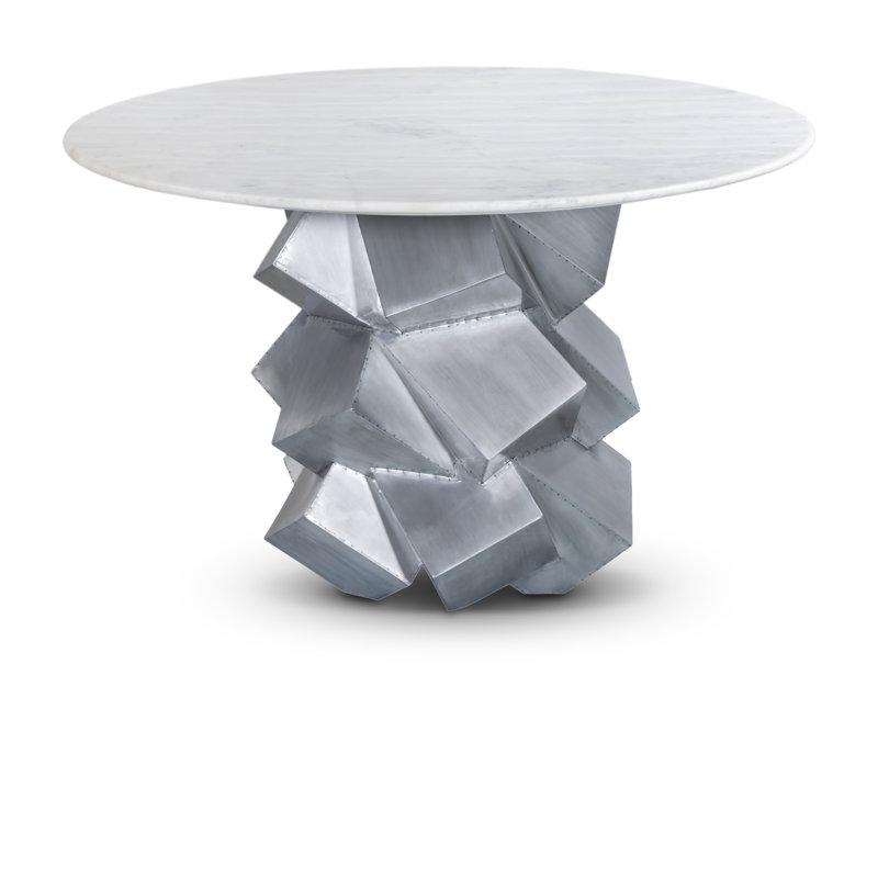 Walker 48" Pedestal Dining Table, Silver
