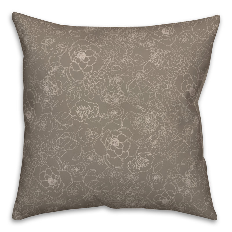 Floral Reversible Throw Pillow, Brown