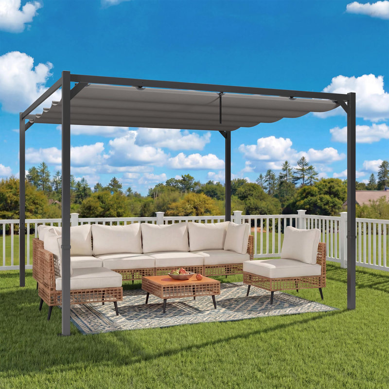 Pergola rétractable d'extérieur 10 pi x 10 pi avec auvent de remplacement supplémentaire, 10 Ft. X 10 Ft. 