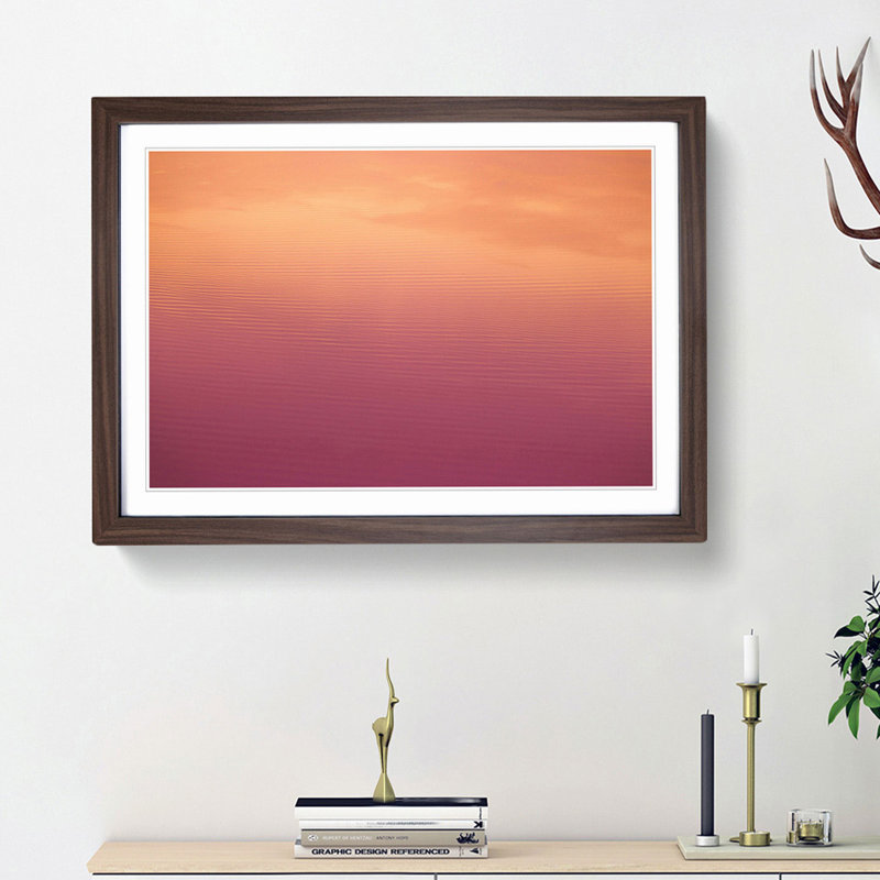 Peach Seascape - Picture Frame Photograph Print, 27cm H x 36cm W x 2cm D, Walnut Framed