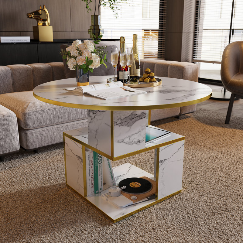 Table basse 30 po en bois avec rangement, petite table basse ronde