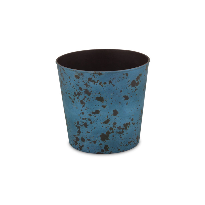 Pot à fleur rond en plastique recyclé bleu 11 po