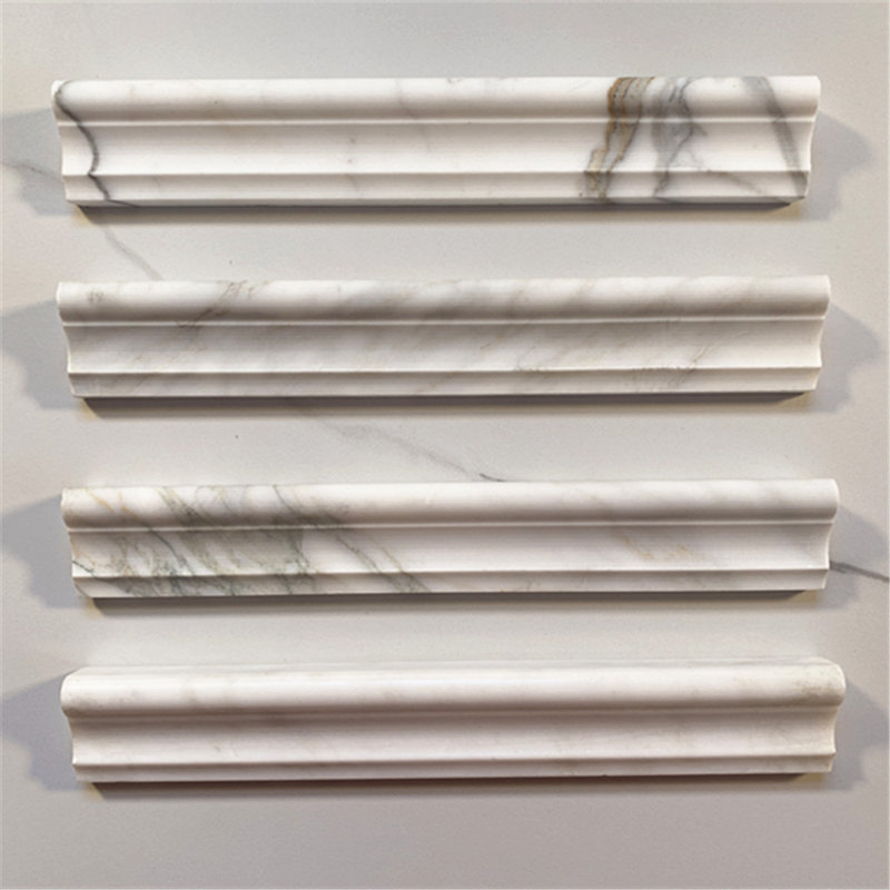 Calacatta 12" x 2" Marble Mosaic Tile, LIght Gray