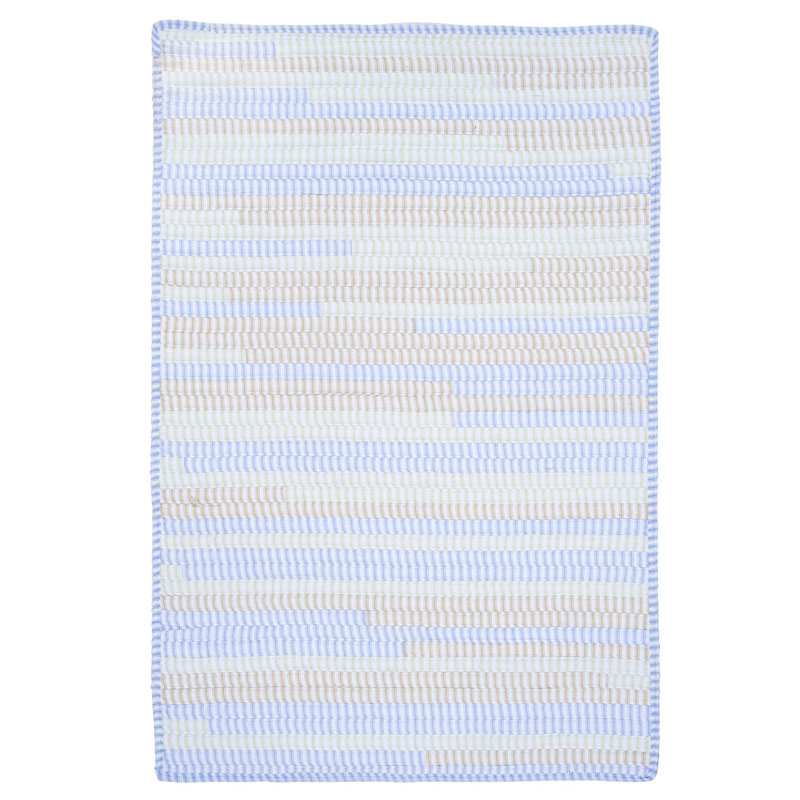 Tapis bleu/vert tressé à la main McClain, Carré 12 po