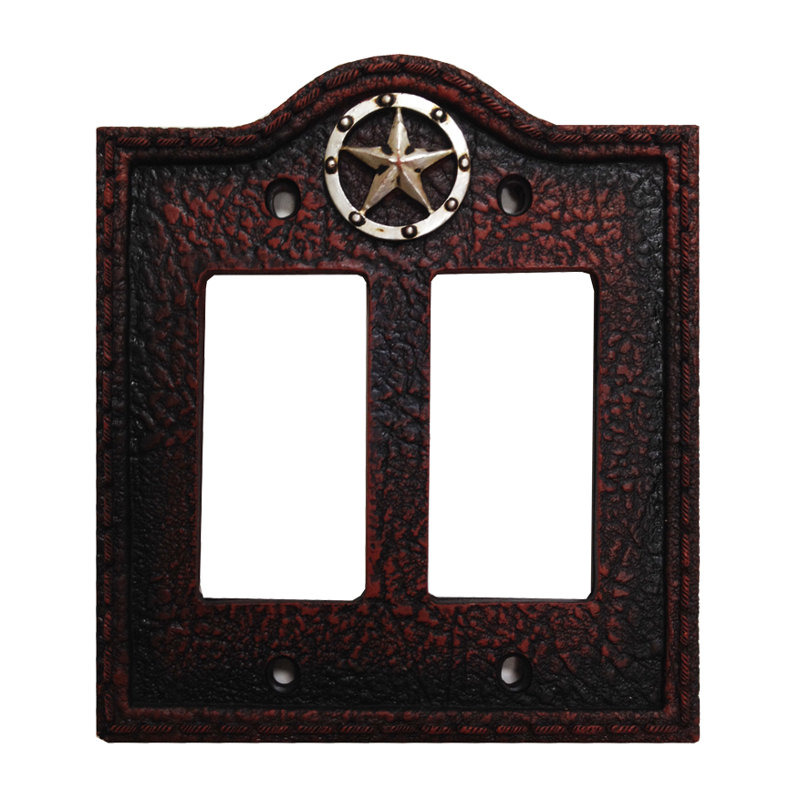 Leather Grain Double Rocker Switch Plate