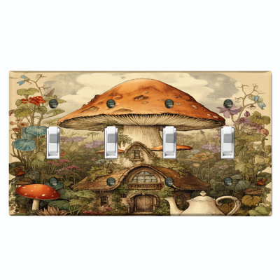 Nature Themed 4 - Gang Toggle Light Switch Standard Wall Plate