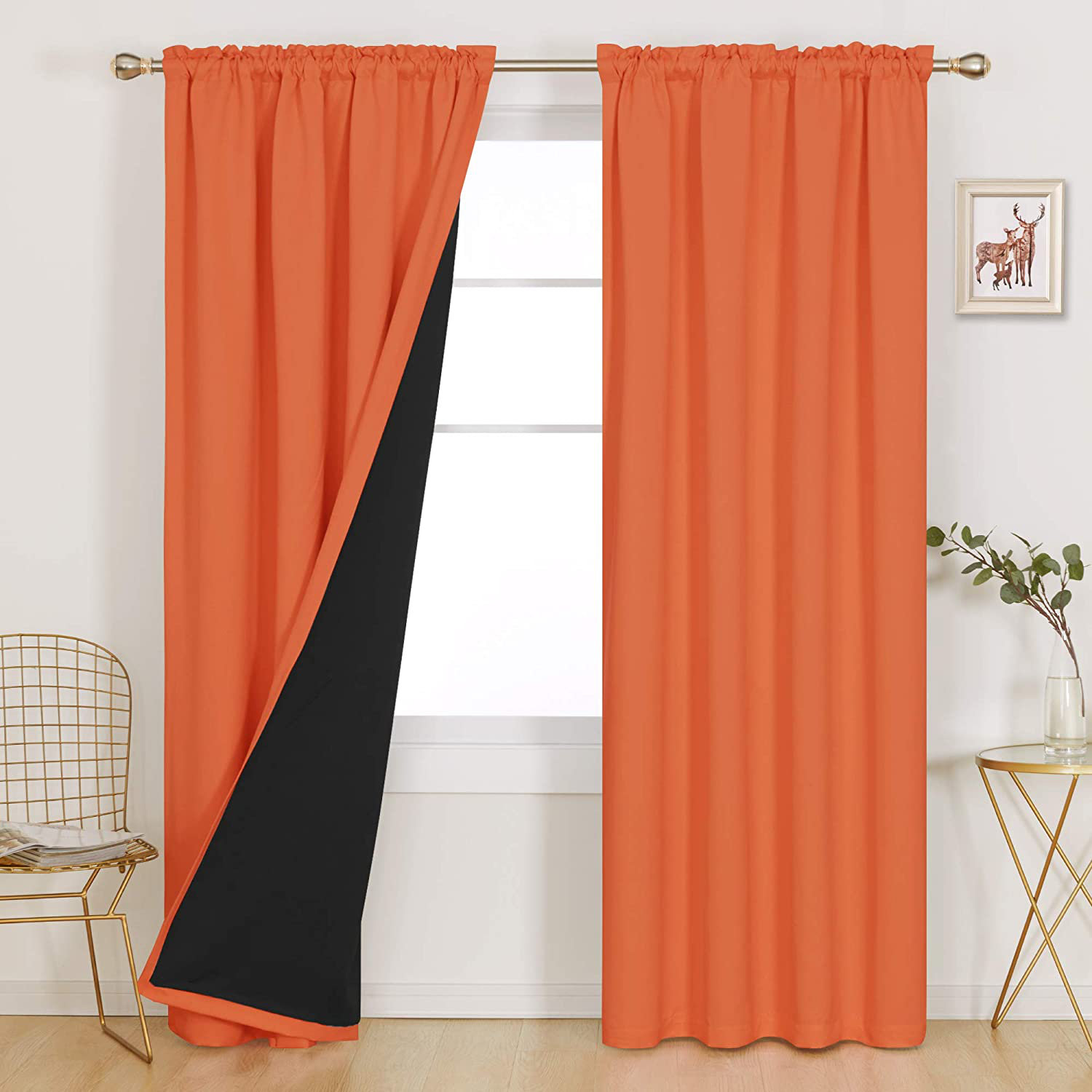 Deconovo 100 Percent Blackout With Liner Rod Pocket Curtain Panel Pair ...