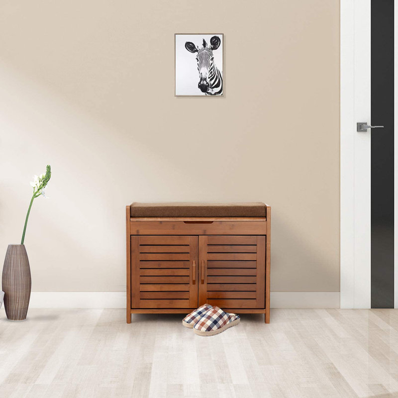 6 Pair Shoe Storage Bench Detachable Cushion Cabinet