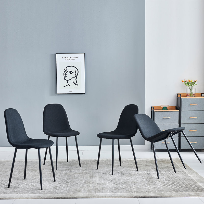Kortana 17.3'' H Fabric Side Chair, Black
