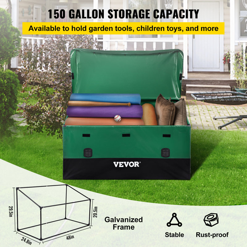Green and Black Polyethylene Plastic Deck Box with Galvanized Frame