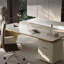 Blanc + beige-blanc + pierre frittée rectangulaire dorée + bois manufacturé + acier inoxydable avec bureau à 3 tiroirs-233631806