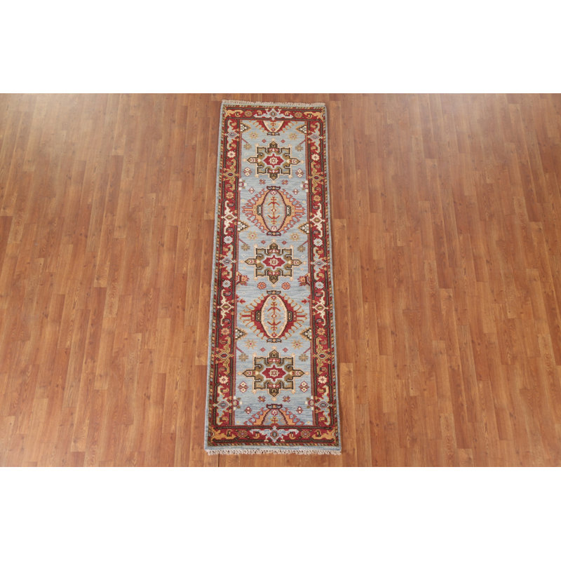 Tapis de couloir géométrique en laine 3x8