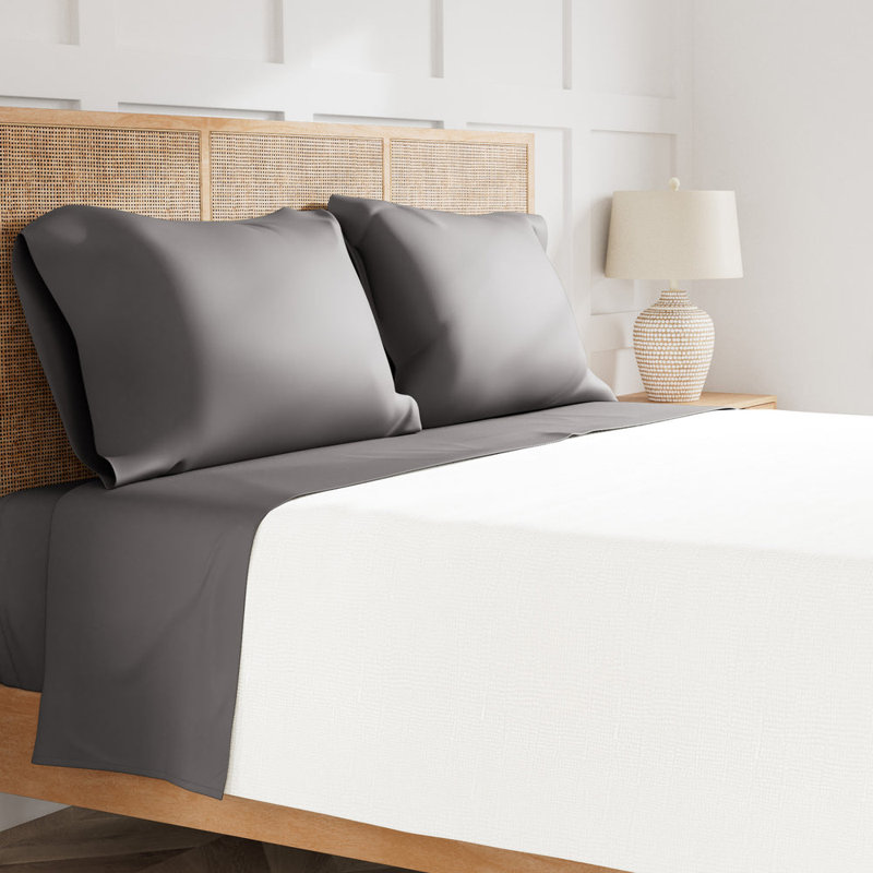 Ready-to-Bed TENCEL Sheet Set, Gray, Twin Sheet Set with 1 Pillowcase
