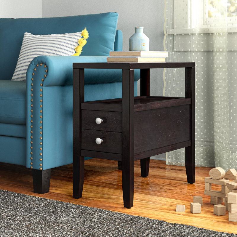 Gahagan Solid Wood Top End Table with Storage, Espresso