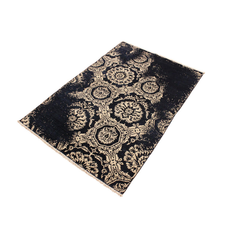 Tapis unique 4 pi x 6 pi bleu années 2000 par Arshs Fine Rugs