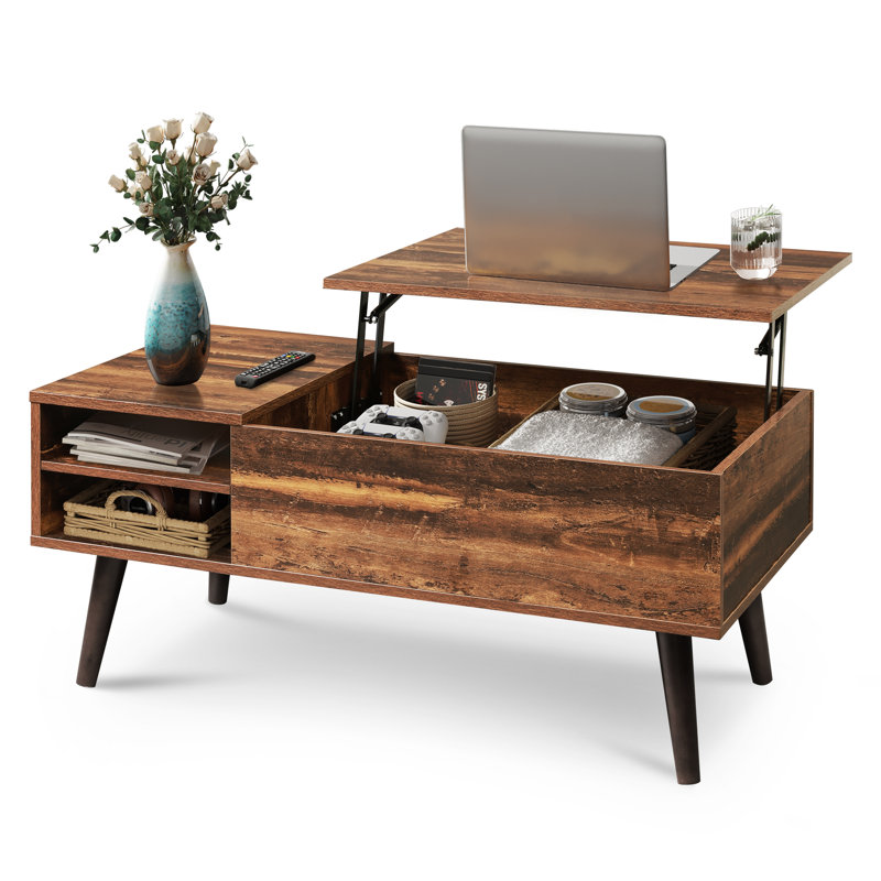 Eoghan Lift Top Coffee Table with Storage, Modern Coffee Tables with Adjustable Shelf, Square Wood Coffee Table for Living Room