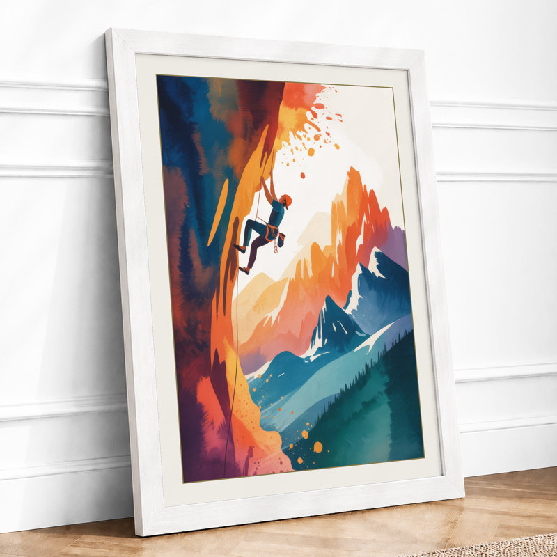 Climber at Scale Modern 1 Piece Single Picture Frame Wall Art, A3 - 42.0 x 29.7 cm, White