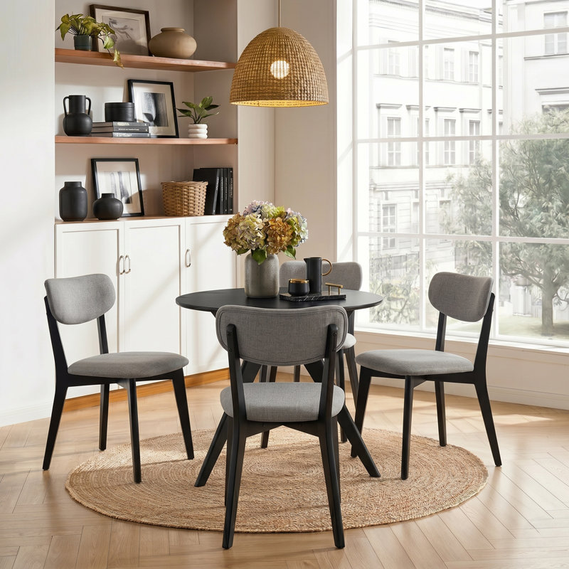 Chaises de salle à manger en acacia massif Hickory de 31,8 po de hauteur - chaises d'appoint Century (ensemble de 2), Grey