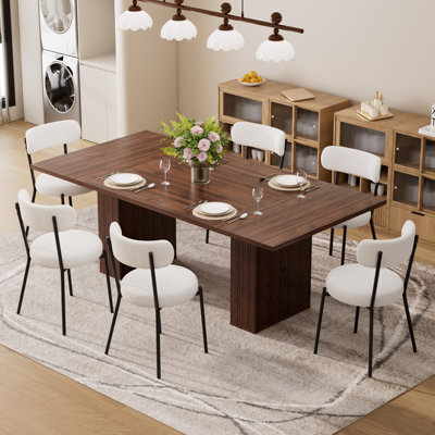 Ensemble de table de salle à manger 78 po avec base de rangement et chaises 4/6/8 en noyer rustique moderne pour la salle à manger et la cuisine