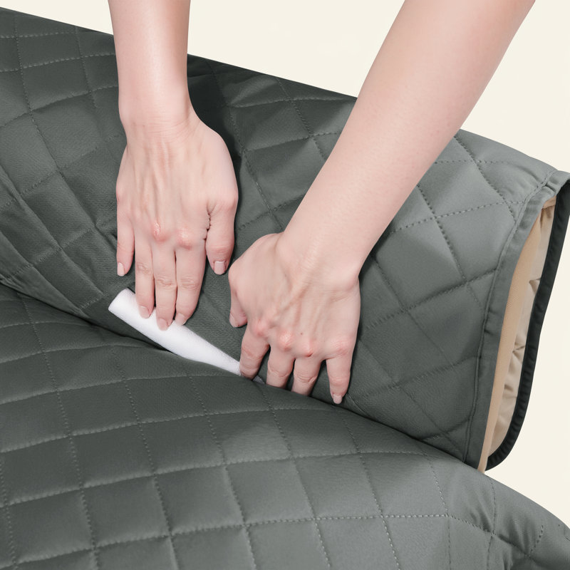 Armchair Couch Cover for 1 Cushion Couch, Non-Slip Sofa Slipcover for Dogs, Furniture Protector Cover with Foam Sticks Elastic Straps for Pet Cat (Gray)