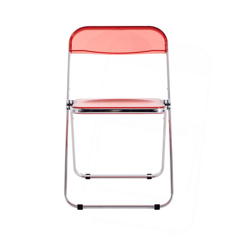 Chaise pliante transparente en plastique, Rouge