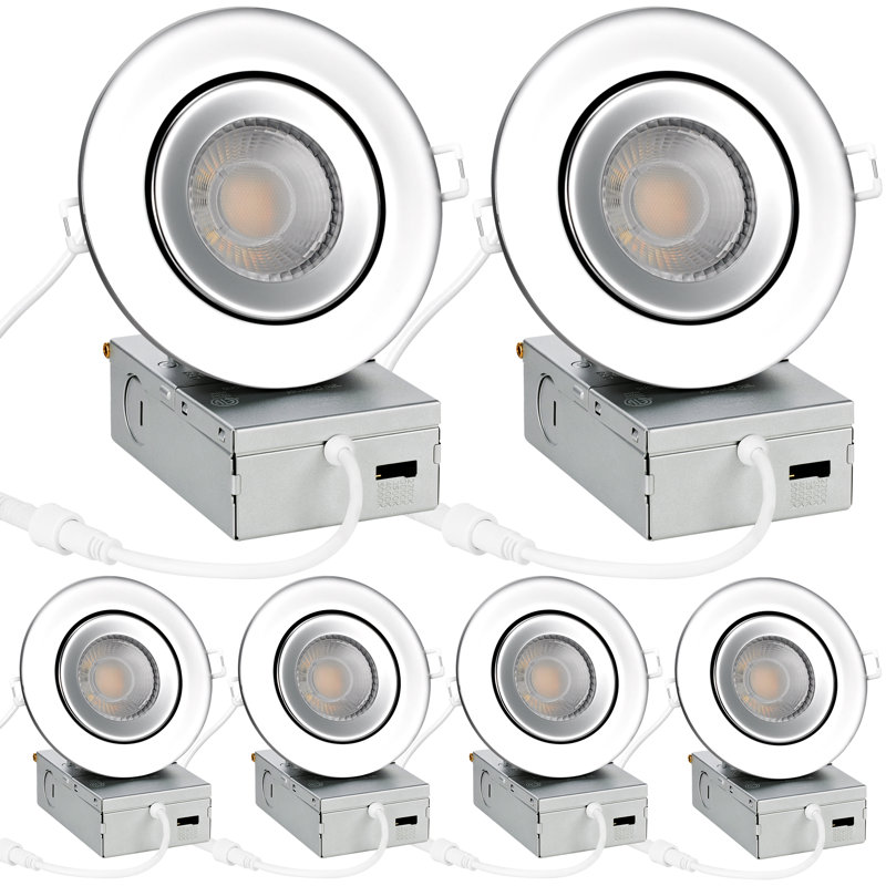 Éclairage encastré à DEL de 4 po à température de couleur réglable et à intensité variable (paquet de 6), Chrome chrome