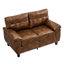 Brun avec rangement de 59 po, revêtement en cuir PU respirant, grand accoudoir, siège et dossier à ressorts, brun, cuir, design moderne, structure en bois massif, coussin