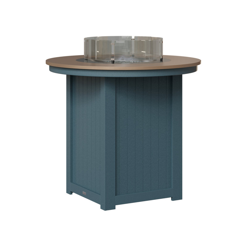 Berlin Gardens Donoma 44″ Round Bar Fire Pit Table, 39" H x 44" W x 44" D, Hammered Top Bronze with Slate Base