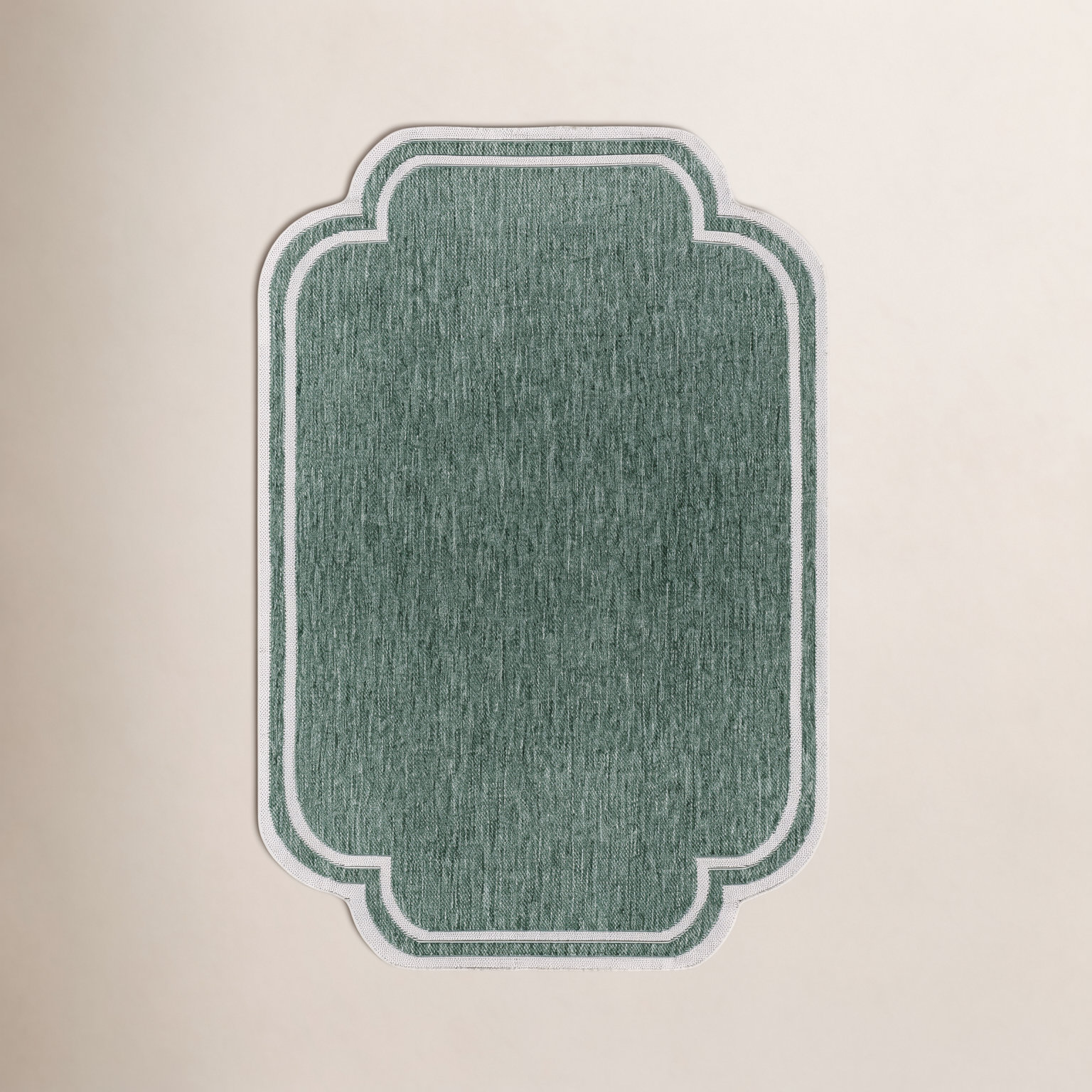 Skiles Striped Outdoor Rug, Rectangle 5'3" x 7', Green/Cream