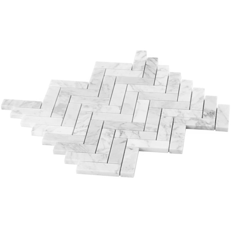 Carrara 1X3 Herringbone Polished Mosaic Tile
