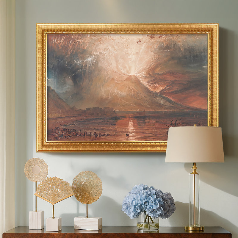 Vesuvius in Eruption, c. 1817-J.M.W. Turner-Custom Framed Canvas, Ornate Venetian Gold, 25X35, No