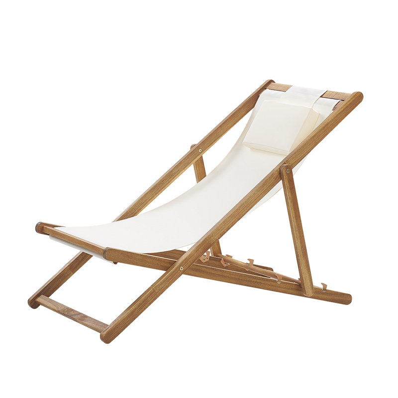 Aadhish Folding Deck Chair, Beige, 2