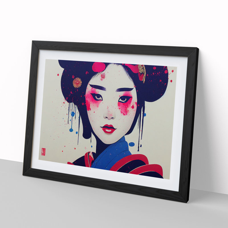 A Splashed Geisha Vol.6 Abstract - Single Picture Frame Print, 34cm H x 46cm W, Black