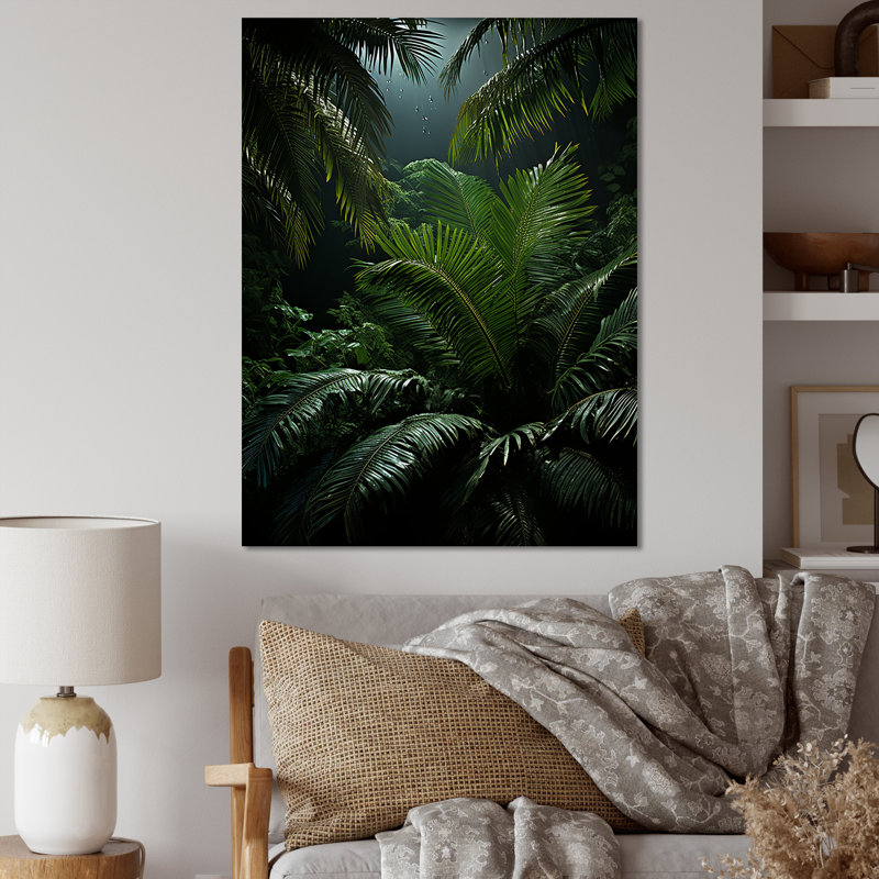 Palmiers dans la jungle II - impression, H 32 po x l 16 po x P 1 po, Toile tendue