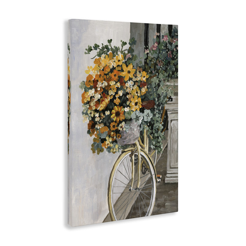 Art mural sur toile Bouquet sur vélo par Dogwood, H 30 po x l 20 po