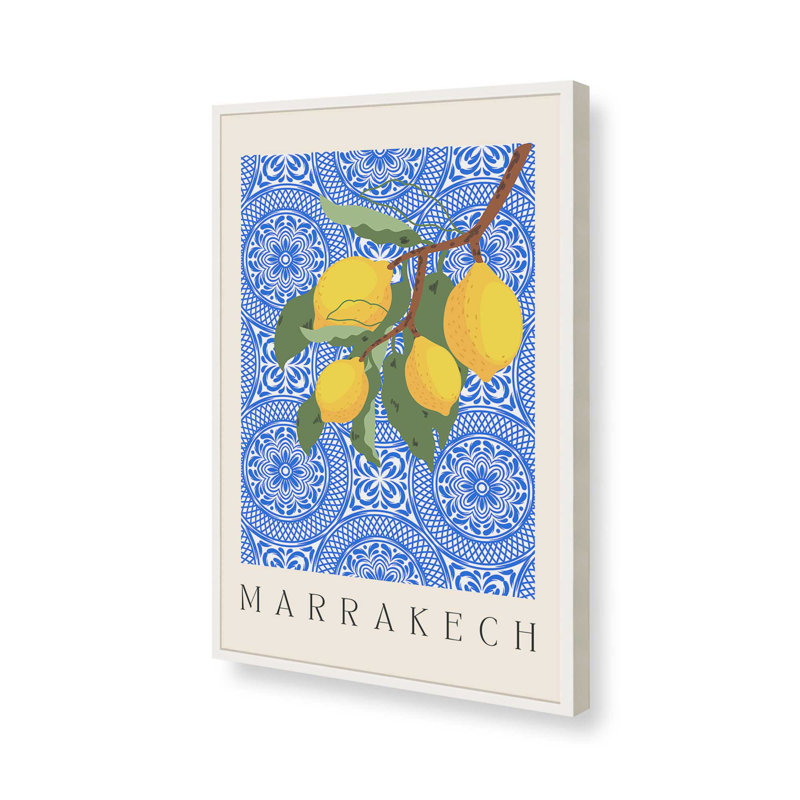 Imprimé marocain au charme de citron, Blanc opaque, H 17 po x l 13 po