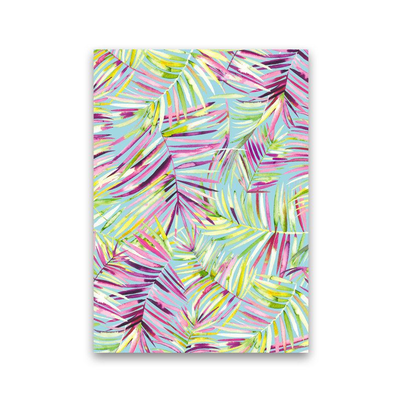 Tropical Palms Blue - Print, No Framed, 59cm H x 42cm W x 1cm D