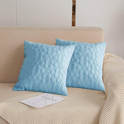 Floral Quilted Throw Pillow Covers (Set of 2)