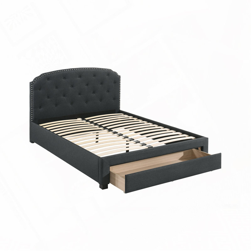 Lit simple en tissu, Gris anthracite
