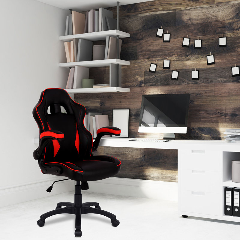 Zipcode Design Ottman Adjustable Ergonomic Faux Leather PC & Racing Game Chair, Red/Black