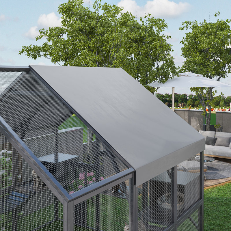 Grand parc d'extérieur en bois, H 74 po x l 74,4 po x L 82,5 po, Gris