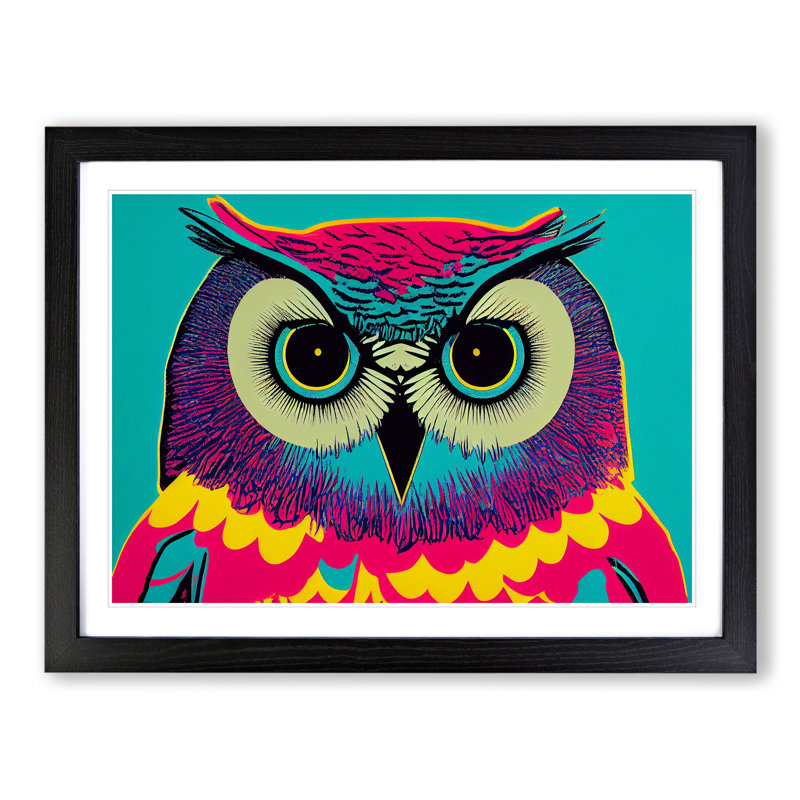 Colourful Owl Art Vol.3 - Print, 25cm H x 34cm W x 2cm D, Black Framed