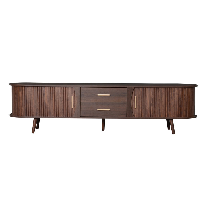 Mid-Century Modern TV Stand For 80" TV, Entertainment Center With Storage For Living Room, Bedroom, Media Console Table With 2 Drawers